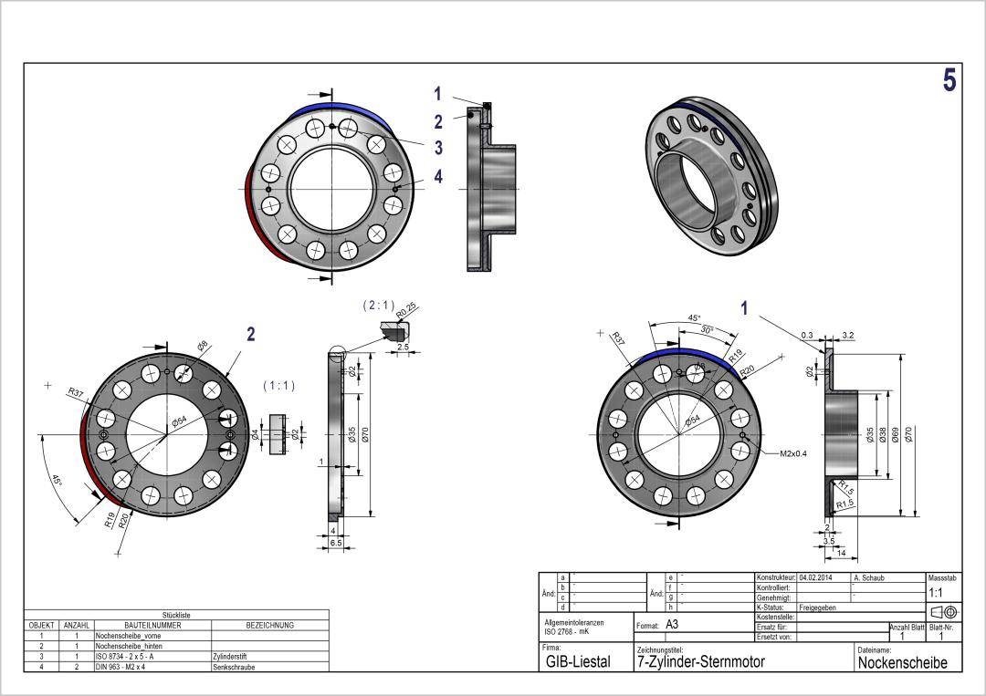 7-Cyl Radial Engine Drawing