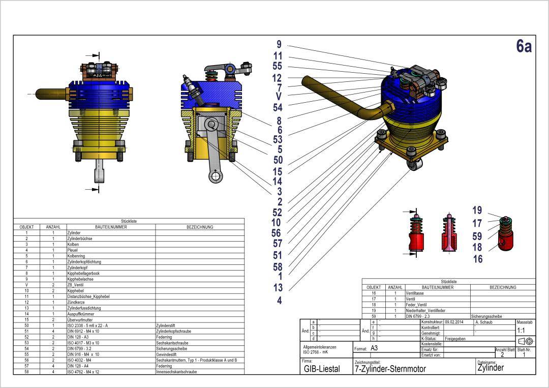 7-Cyl Radial Engine Drawing