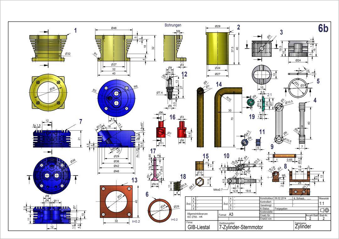 7-Cyl Radial Engine Drawing