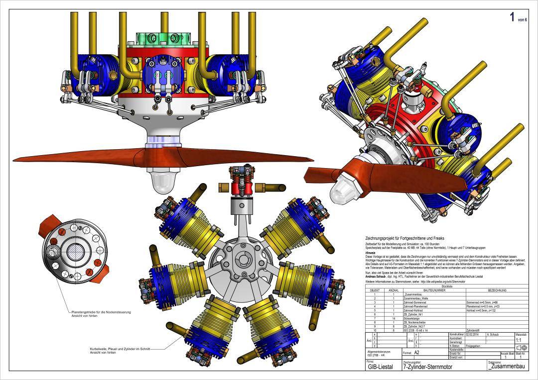 7-Cyl Radial Engine Drawing