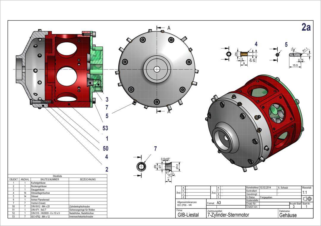 7-Cyl Radial Engine Drawing