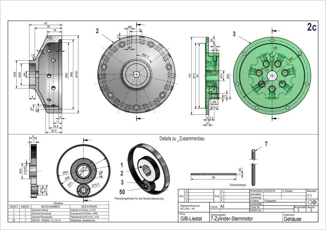 7-Cyl Radial Engine Drawing