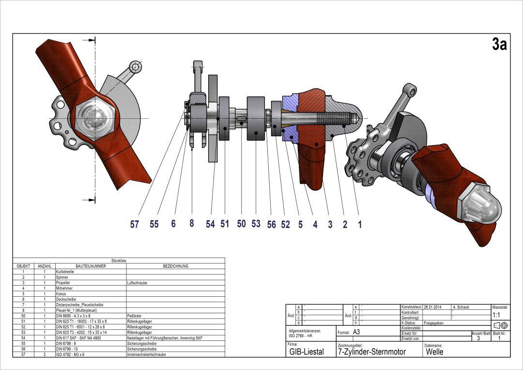 7-Cyl Radial Engine Drawing