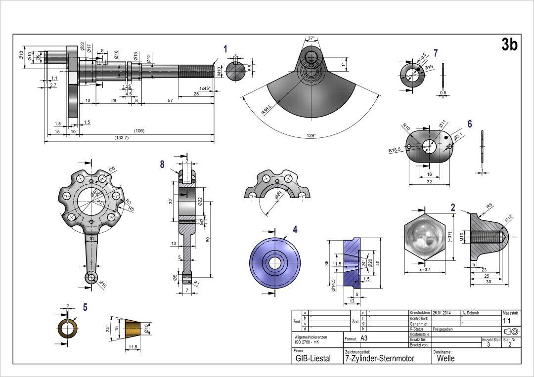 7-Cyl Radial Engine Drawing