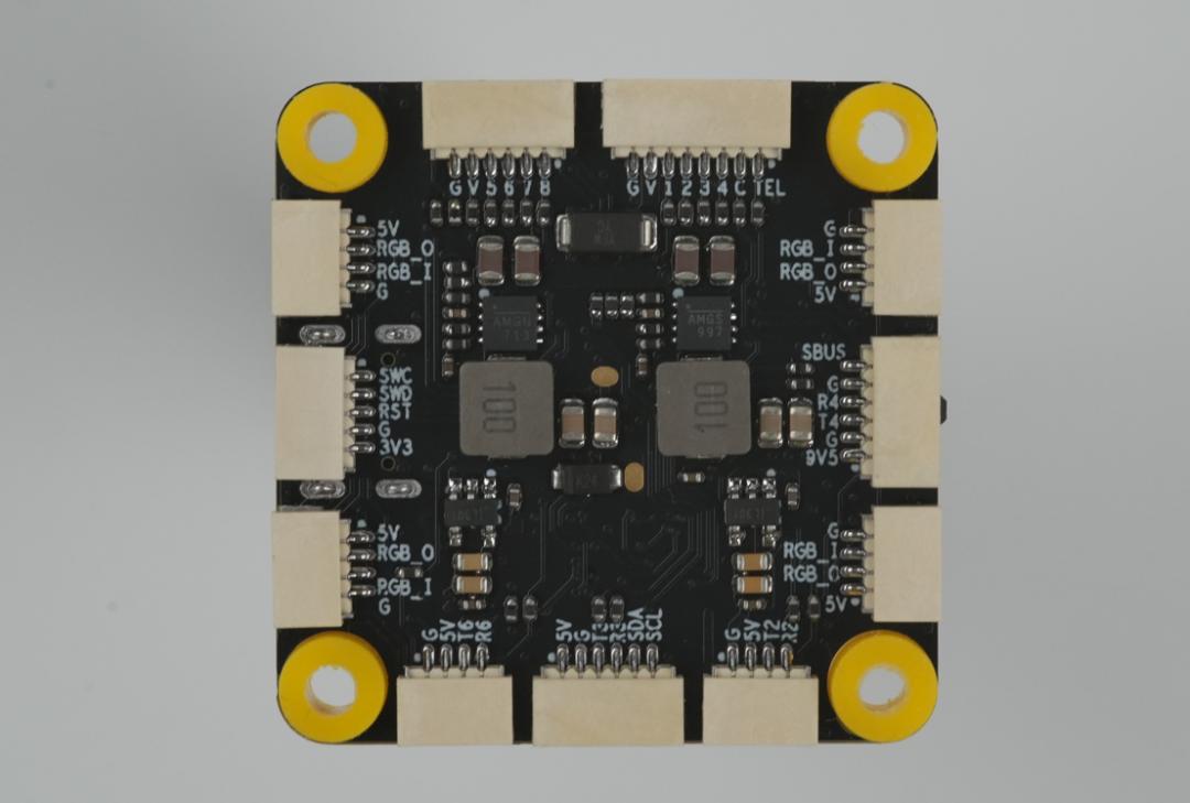 Back of the author's flight controller board with two DC-DC circuits