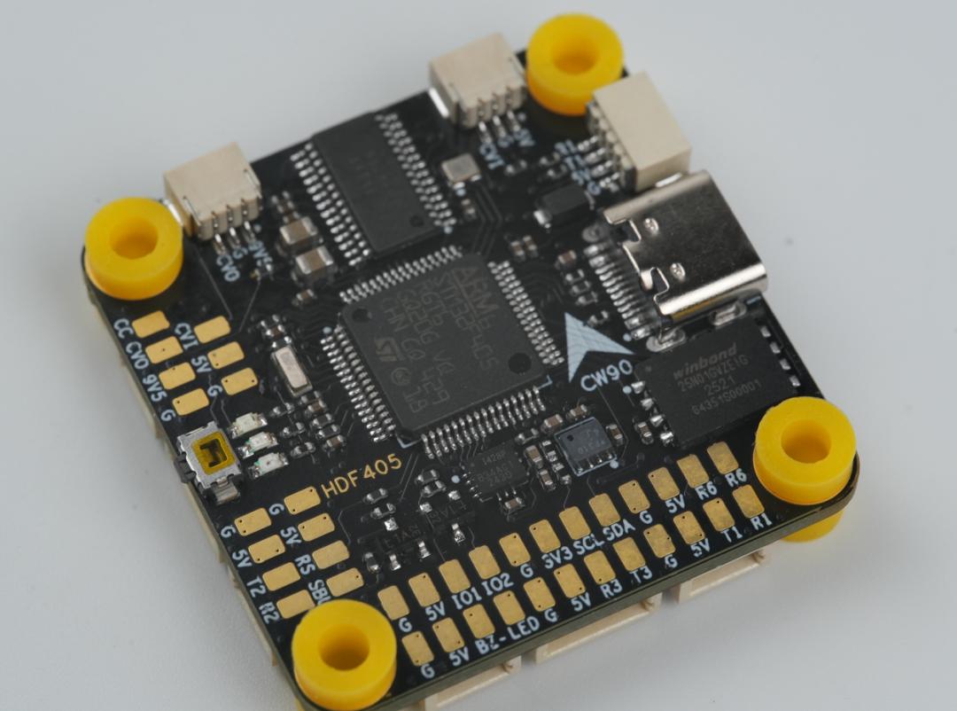 Physical flight controller board built by the author from the netlist