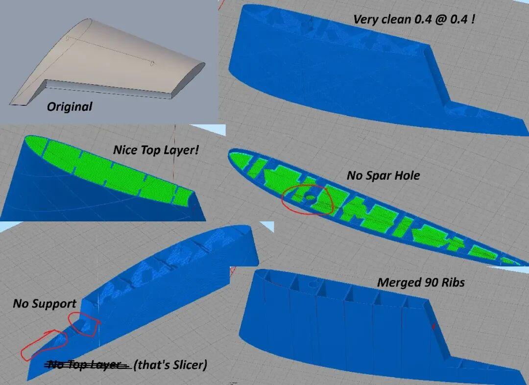 Long slender 3D-printed parts suited to WingTruss infill, including drone arms and tail fins