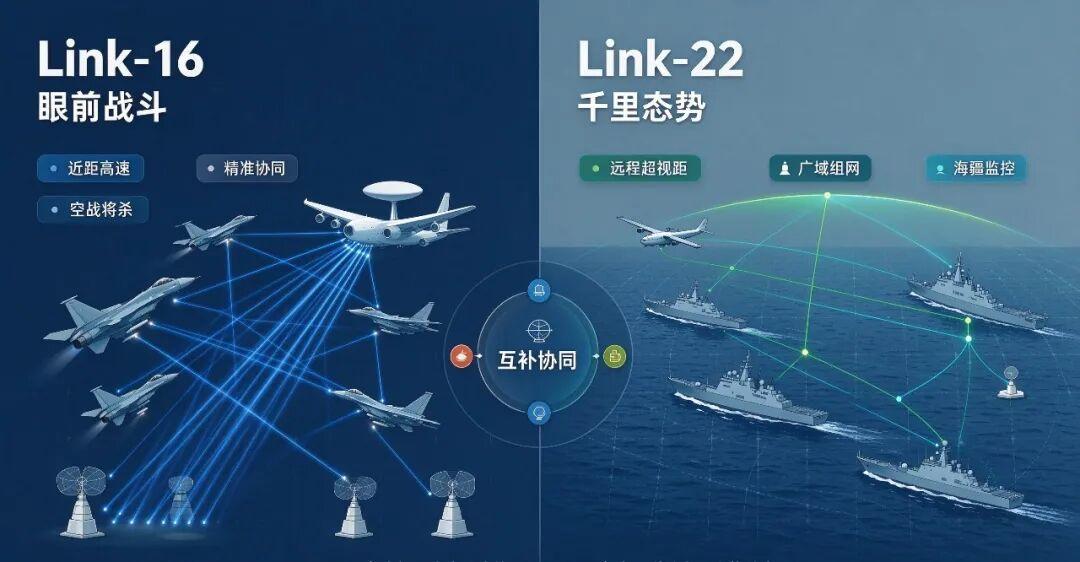 Link-16 and Link-22 tactical data link role comparison